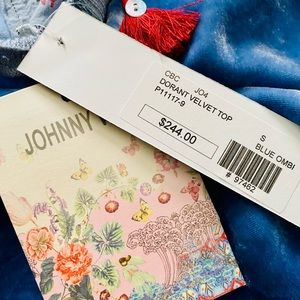 Johnny Was. Velvet Tunic. Blue Ombre. New with Tags.